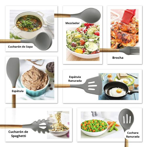 Juego de Silicona 12 Utensilios Cocina