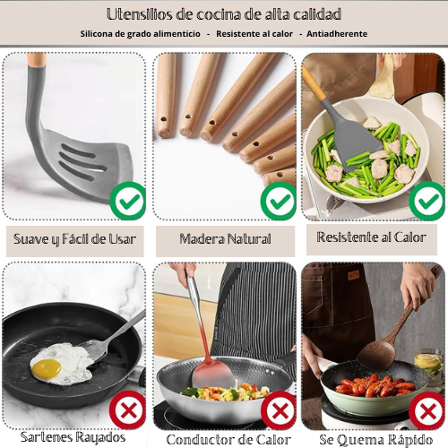 Juego de Silicona 12 Utensilios Cocina